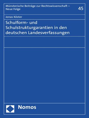 cover image of Schulform- und Schulstrukturgarantien in den deutschen Landesverfassungen